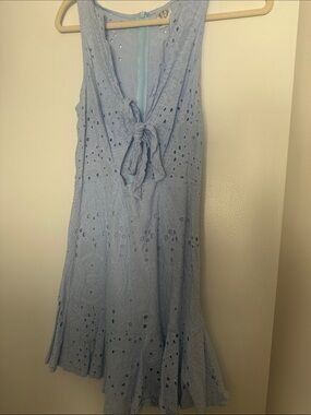 Light Blue Eyelet Tie-Front Sundress